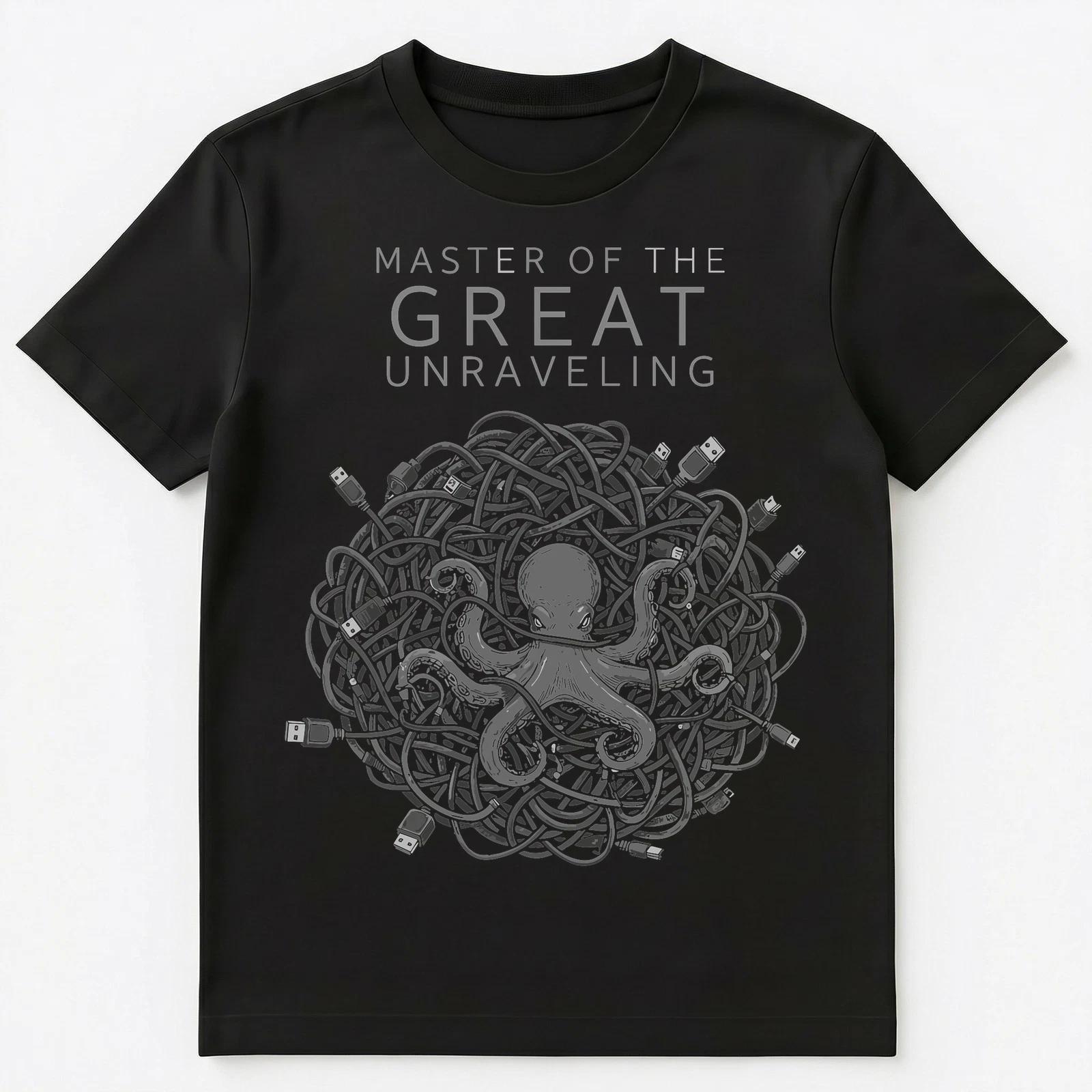 Tech Enthusiast Cable Management Octopus Graphic Apparel Unisex T-Shirt XL