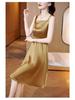 Women's 2023 Slim-Fit Satin Dress: Square Neck, Patchwork, Age-Reducing Summer Fashion