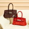 Suede horizontal platinum bag new large-capacity niche high-end bag women's versatile women's leather handbag