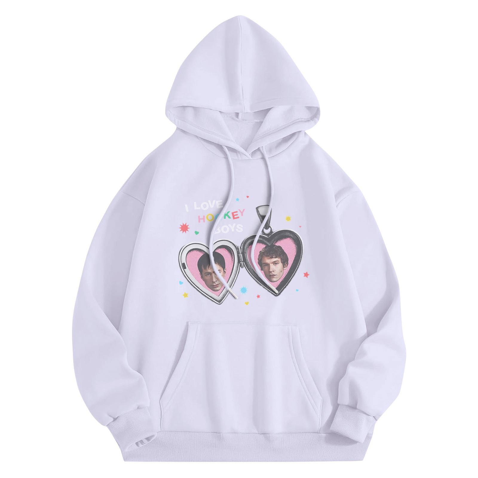 Женские модные худи с круглым вырезом, длинными рукавами, цветочным принтом, завязками, повседневные, свободного кроя, пуловеры. XL белый