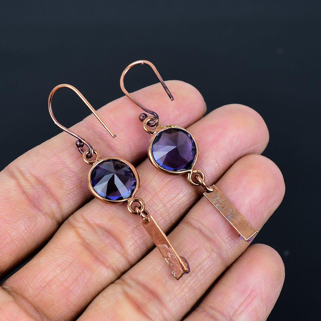 Amethyst Earrings Gemstone Jewelry, Copper Electroformed Earrings, Gift For Women Handmade Earrings