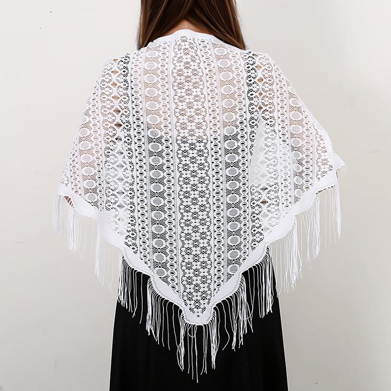 Printed Butterfly Lace Scarf Hollow Tassel Triangle Scarf Embrodiery Women Headscarf Femme Shawls Scarves Long Veil Floral Scarf