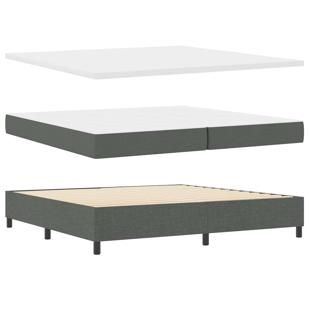 Box Spring Bed with Headboard Dark Gray 200 x 200 cm Fabric