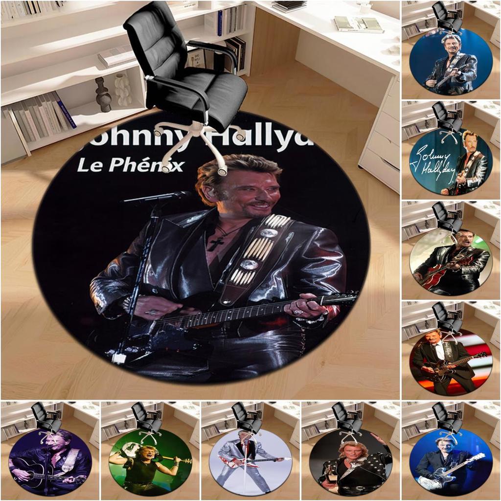 1pc Rock star Johnny Hallyday Round carpet Painted Printed circular carpet, home door mat, outdoor travel protection carpet