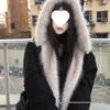 Korean Style Women's Spicy Short Winter Patchwork Fur Coat with Mountain Eagle Design