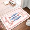 Cute Cartoon Seafood Style Pink Stripe Mat Three Sardine Fish Scribble Frame Print Non Slip Entryway Front Door Doormat