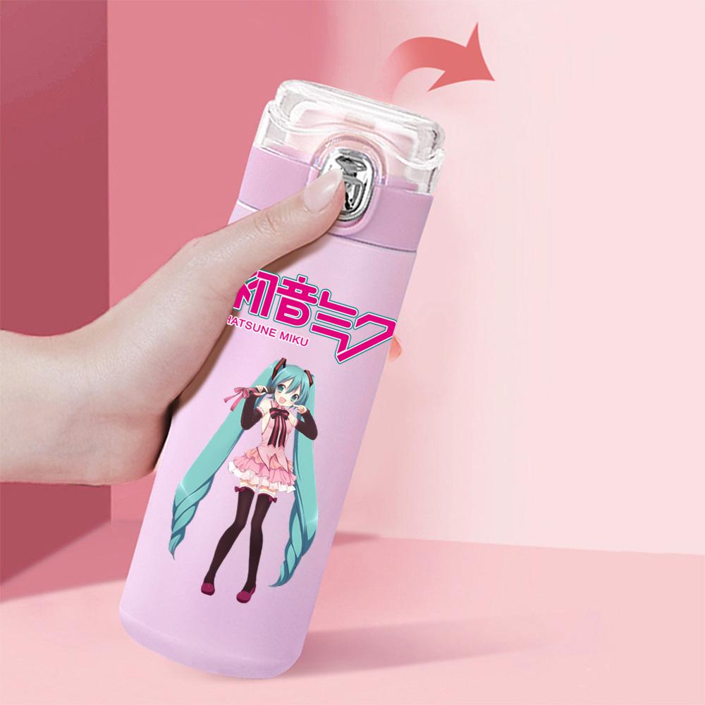 Tazza Termica Stampata Anime Hatsune Miku Portatile Acciaio Inossidabile 400ml Borraccia Anti-perdita Tazza da Campeggio Regalo
