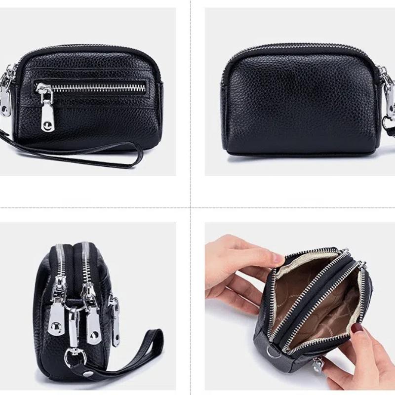 Genuine Leather Women's Wallet Clutch Purse Bag with Big Storage Capacity and Wrist Strap