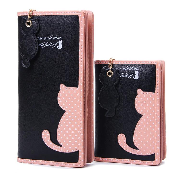 Women Wallets Zipper Lady Handbags Clutch Coin Purse Cards Holder PU Leather Cat Woman Wallet Moneybags Burse Bags