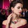 Kristall Halskette Ohrringe Set Exquisites Kristall Halsketten Set Braut Strass Schmuck Set Damen