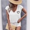 Summer V-neck 3D Love Printed Top Fashionable Casual Short Sleeved Women's T-shirts