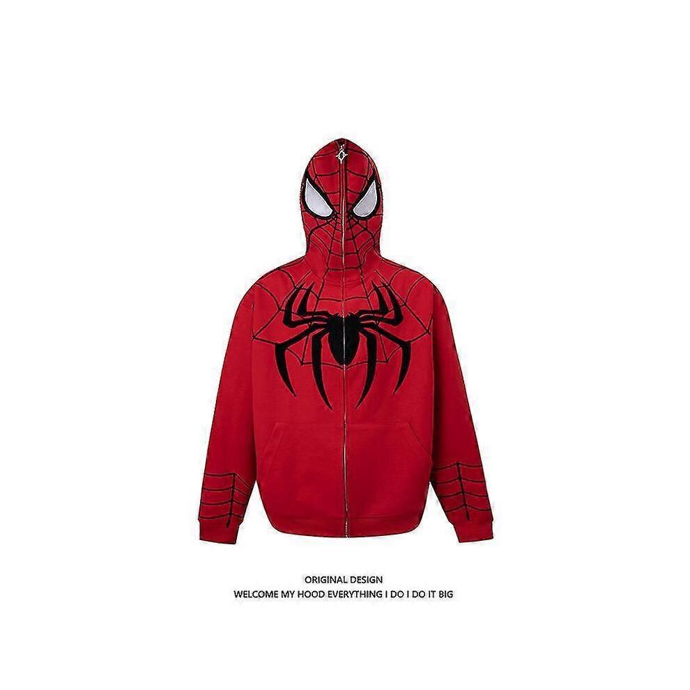 (M, schwarz) Spiderman Hoodie Reißverschluss Strickjacke Street Locker Jacke