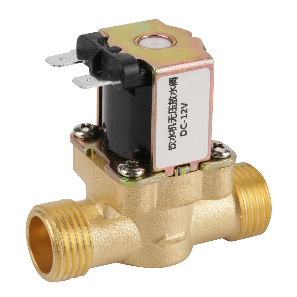 Valvola Solenoide Elettrica in Ottone 12V BSPP G1 2 NC Normalmente Chiusa a 2 Vie Senza Valvola Regolatrice di Pressione
