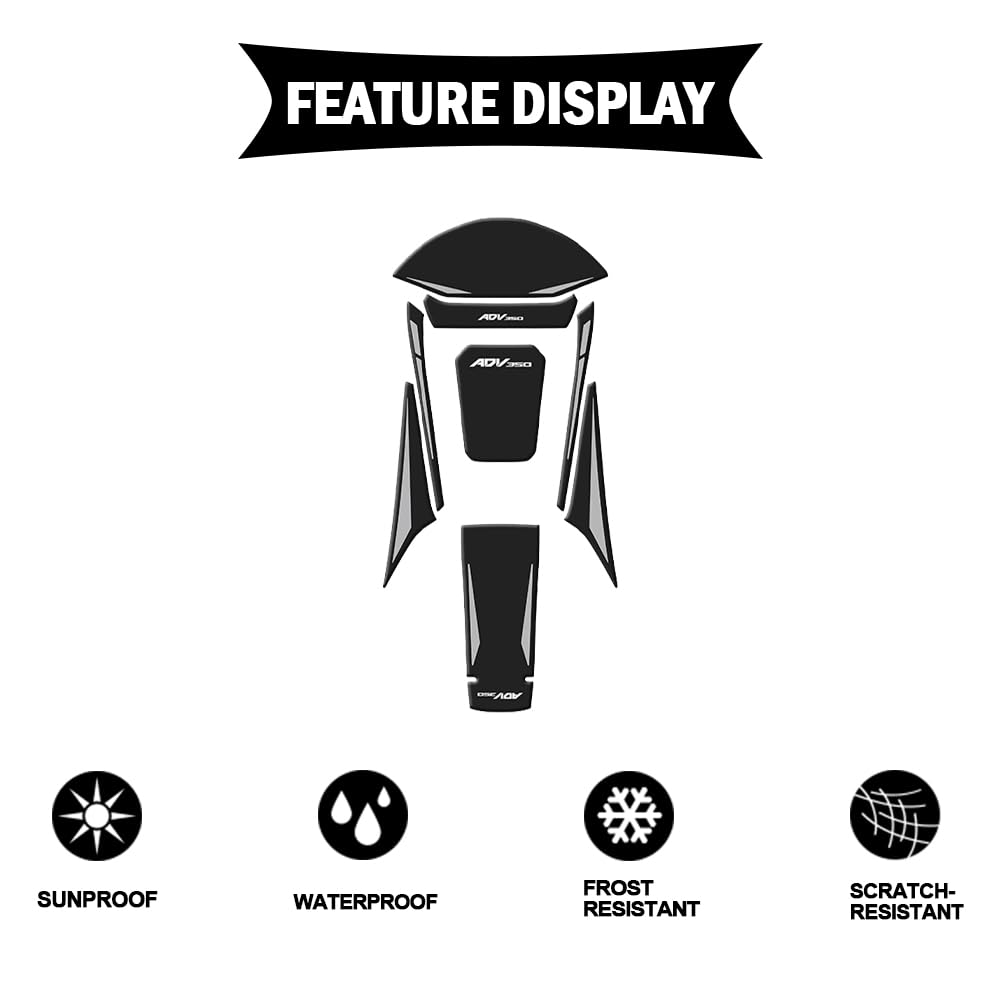 New Rubber Tank Pad Sticker Kit for ADV350 Motorcycles, Thickens Anti-Slip Sticker Body, Compatible with Honda ADV350 (Red)