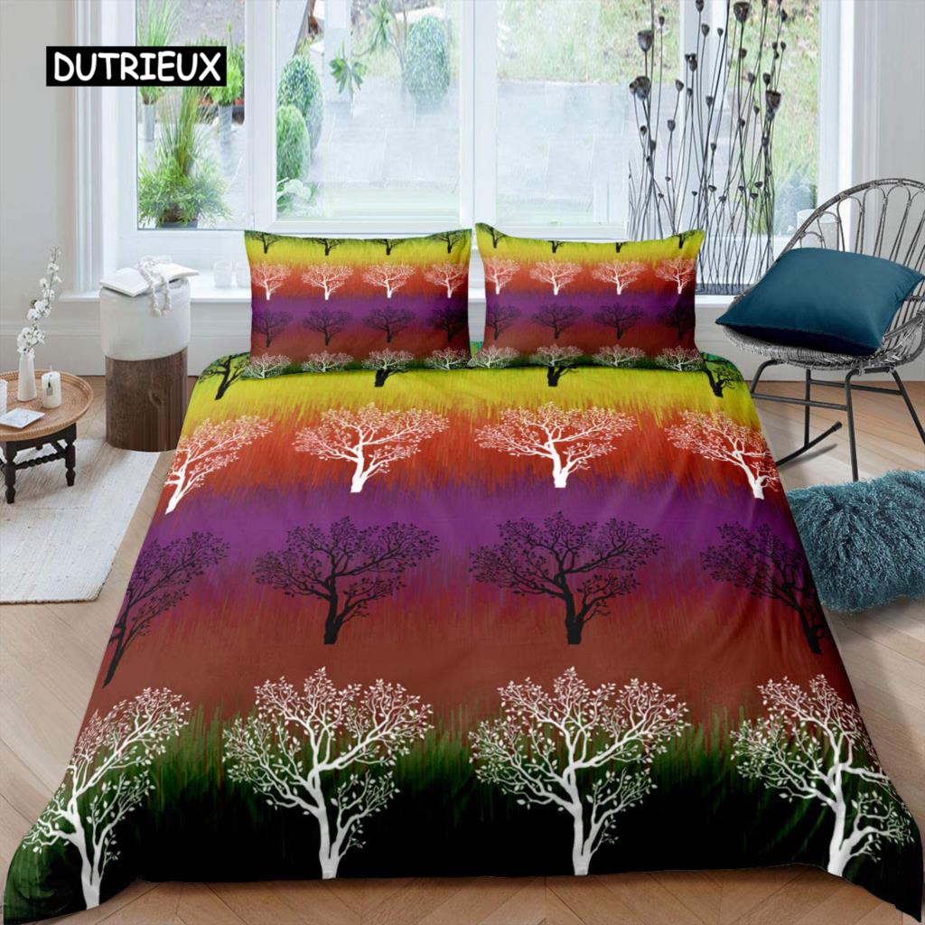 

Комплект пододеяльников с акварельным деревом, двойной размер, пододеяльник с изображением дерева жизни, цветной комплект постельного белья из полиэстера с изображением солнца и луны в стиле бохо, экзотический стиль EU single(135x200cm)