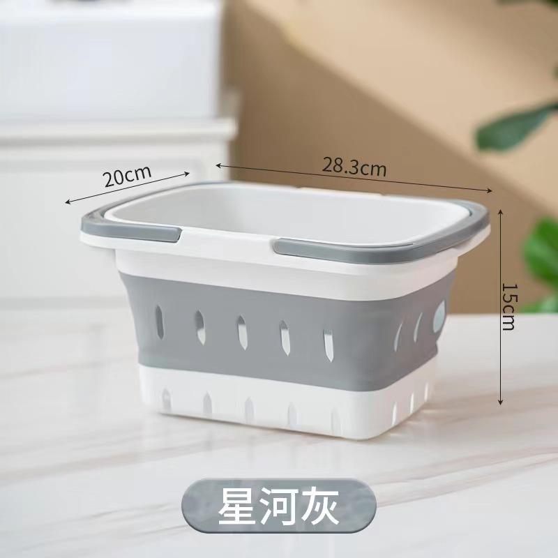

1Pc Portable Plastic Folding Laundry Basket Dirty Clothes Washing Bucket Container With Handle For Bathroom Storage Sorting