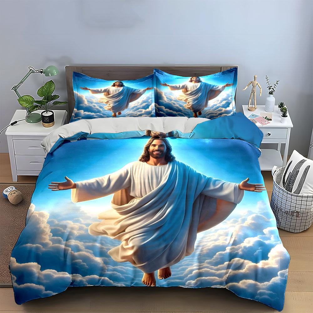 Heavenly Figure In Clouds Bedding Duvet Cover Set (1*Duvet Cover 2*Pillowcases, Without Duvet Insert)