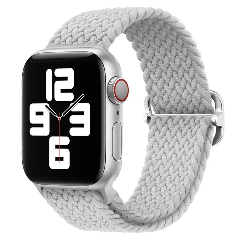 Geflochtener Solo Loop für Apple Watch 10 Band 42 mm 46 mm 45 mm 44 mm 40 mm 9 8 7 6 5 4 SE 2 Verstellbares elastisches iWatch Ultra Nylonband