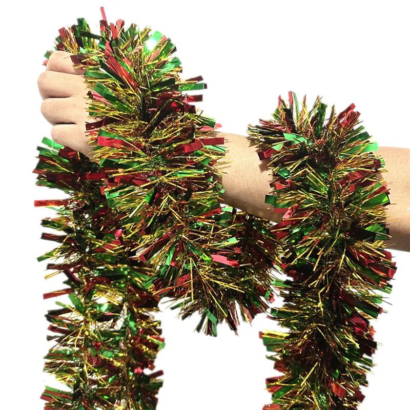 1pc 5M/16 Ft Christmas Tinsel Garland Metallic Shinny with LED Lights Tree Thick Hanging Decorations for Xmas Party Indoor Decor