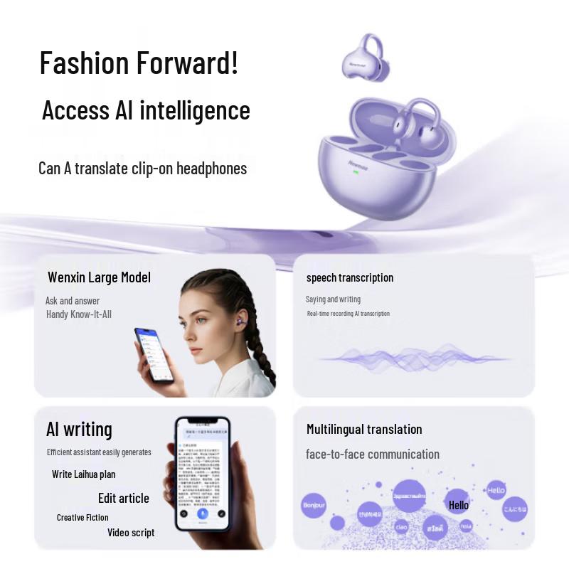 Newmine S6 AI Xiaodu Smart Clip-on Air Conduction Bluetooth Headset