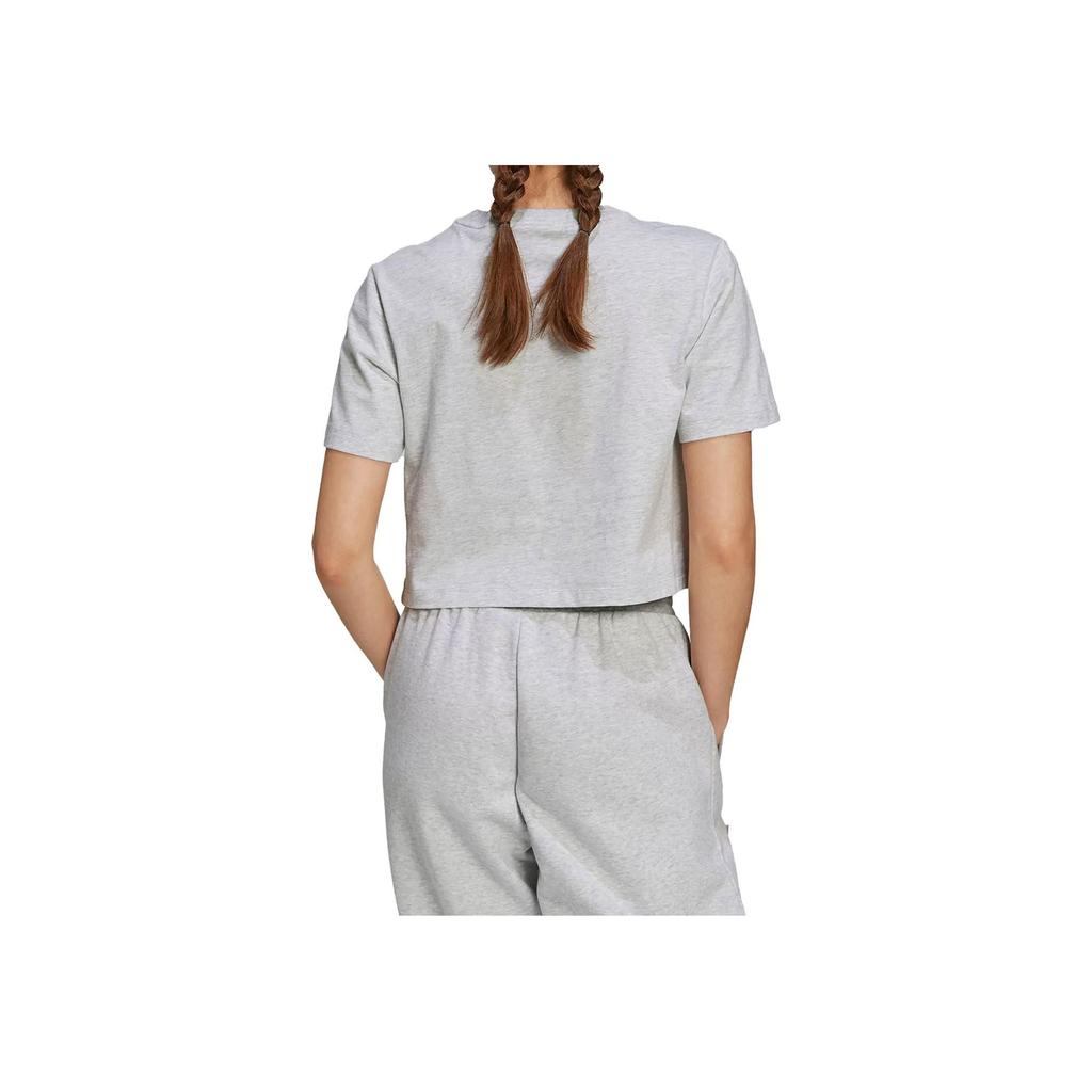 Adidas Originals Trefoil Logo Print Crew Neck Short Sleeve T-Shirt Women Tops Gray H22755