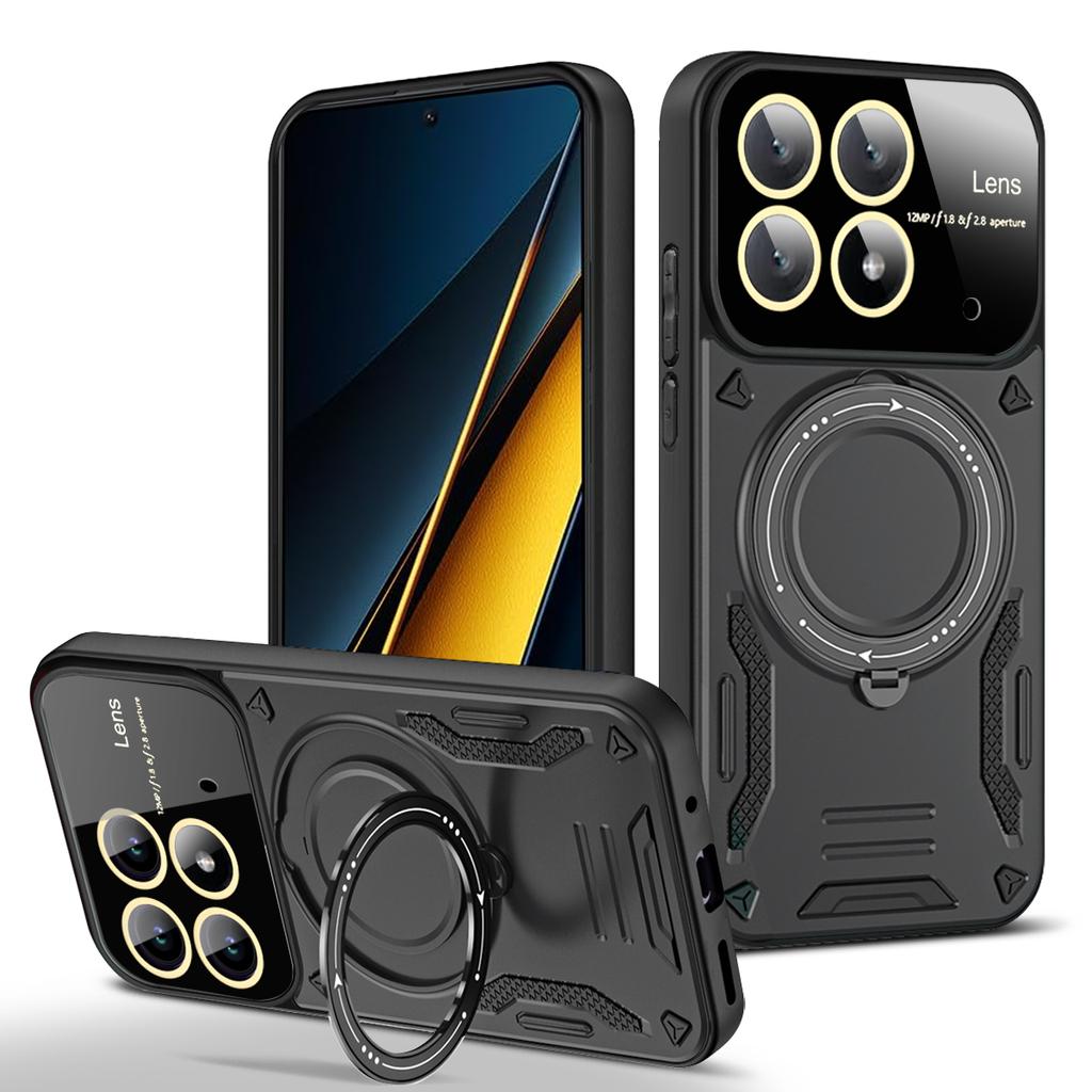 Til Poco X6 Pro Magnetisk Ringstativ Panserdeksel Til Poco F6 Pro X7 X5 X4 X3 NFC M6 M5 C65 Til Magsafe Trådløs Lading Telefondeksel