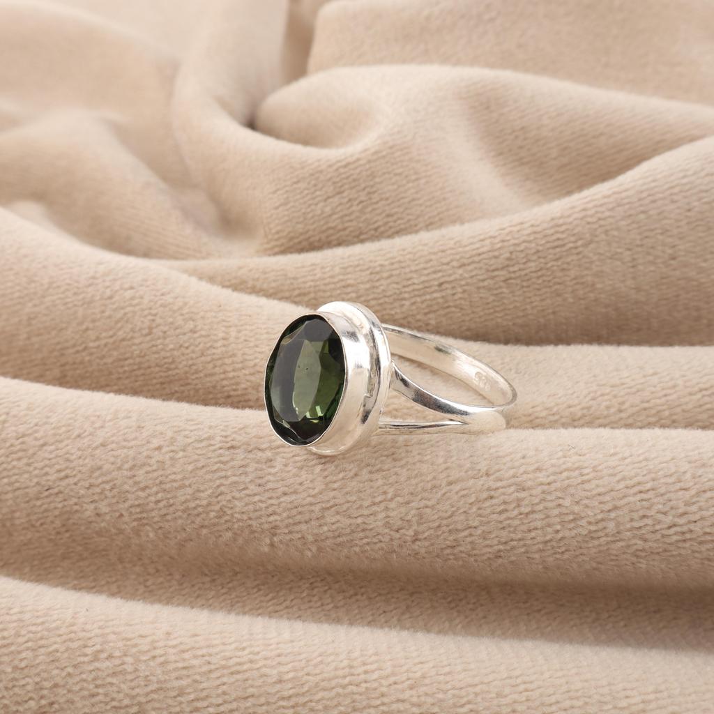 Grüner Turmal Edelstein 925 Sterling Silber Handgefertigter Schmuck Oval geschliffener Ring Kostbares Geschenk für Sie RR-80-11