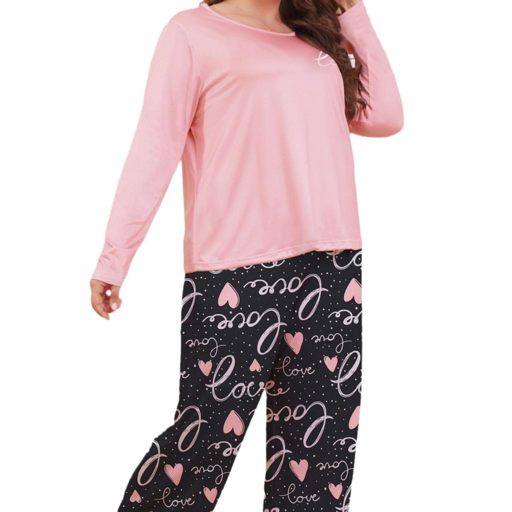 Pijamale de damă de primăvară și toamnă, pantaloni cu mâneci lungi, costum de acasă marimea plus