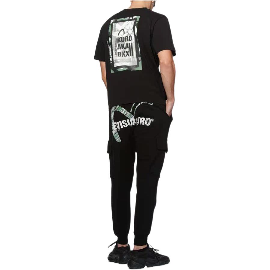 Evisu T-Shirts Men's Black Crew Neck Moderate Straight Fit 2EAGNM0TS609XX
