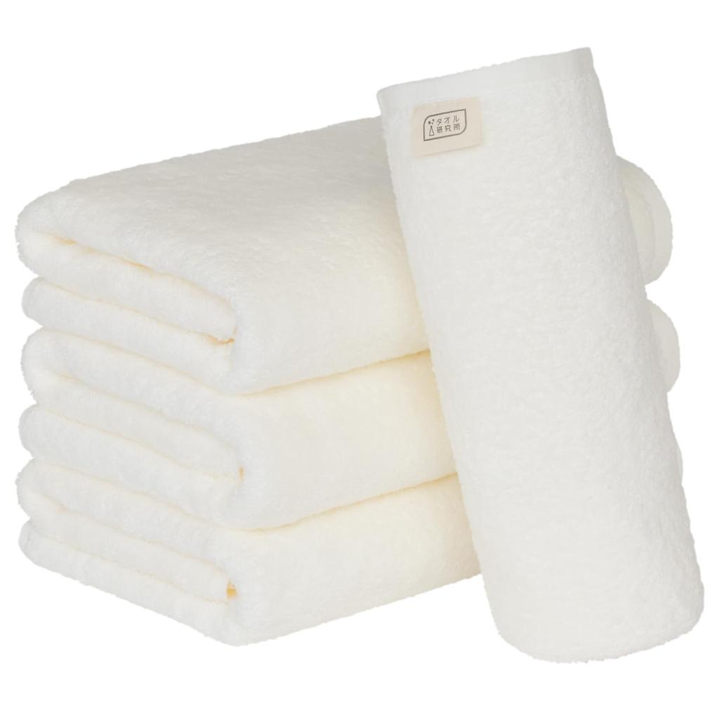 Towel Laboratory Bath Set of JapanTechnology [Volume Rich] #003 Towels, White, 4, Hotel-Quality, Thick, Fluffy, High-Breathability, High-Density,