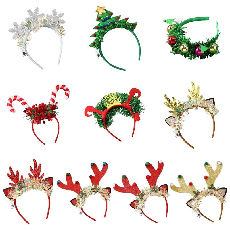 Flashing Christmas Headband with Built-in LED Light New Year Headgear Festive Hair Accessories for Holiday Parties