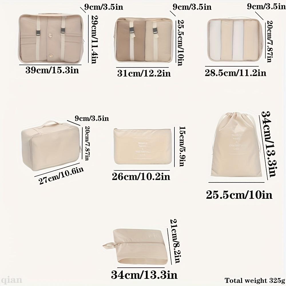 7 Piece Travel Storage Bag Set Large Capacity Portable Packing Organizer Clothes Shoes Socks Divider Bags