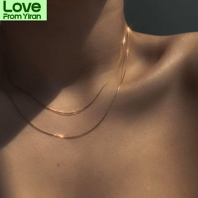 

Дизайнерские минималистичные тонкие позолоченные ожерелья-змейки для женщин, нишевые сексуальные ожерелья-чокеры, ювелирные аксессуары 40cm золотой