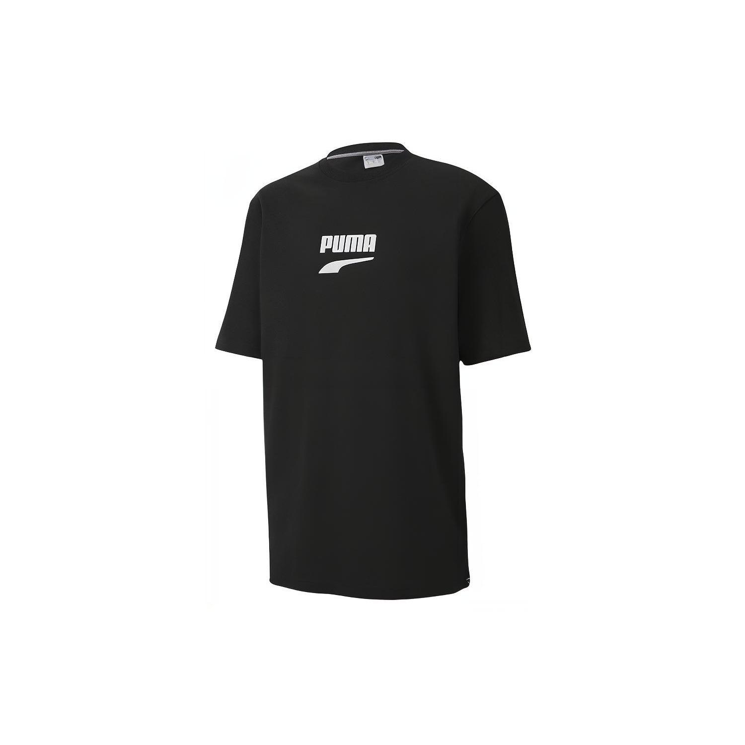 PUMA Downtown Classical Logo Short Sleeve TEE Black Men s 597348-01 L