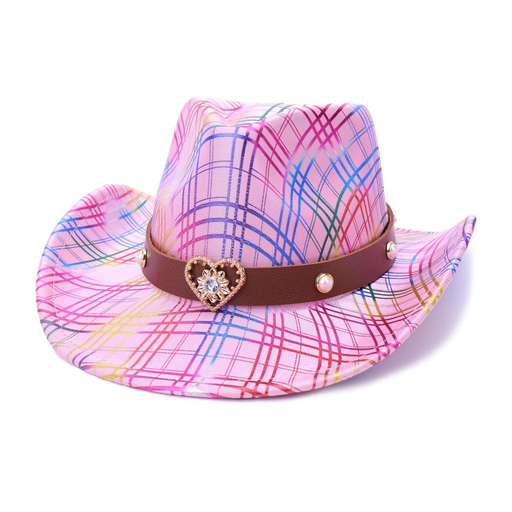 Party Holiday Top Hat Colorful Peach Top Western Cowboy Hat Men'S And Women'S Fashion Versatile Jazz Hat
