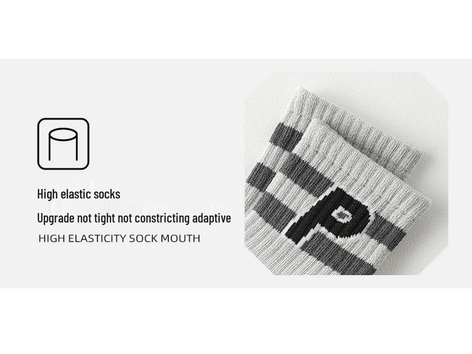 Children's Mid-Calf Cotton Sports Socks - Boys' Breathable Sweat-Absorbing Basketball Socks - Autumn/Winter Style, Trendy for Medium to Large Kids.