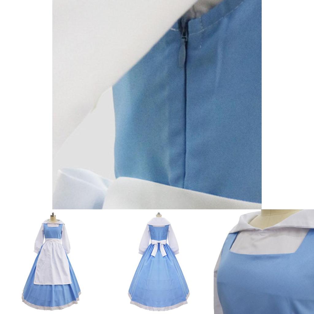 Elegant Beauty And The Beast Belle Blue Maid Dress With Exquisite Workmanship For Halloween