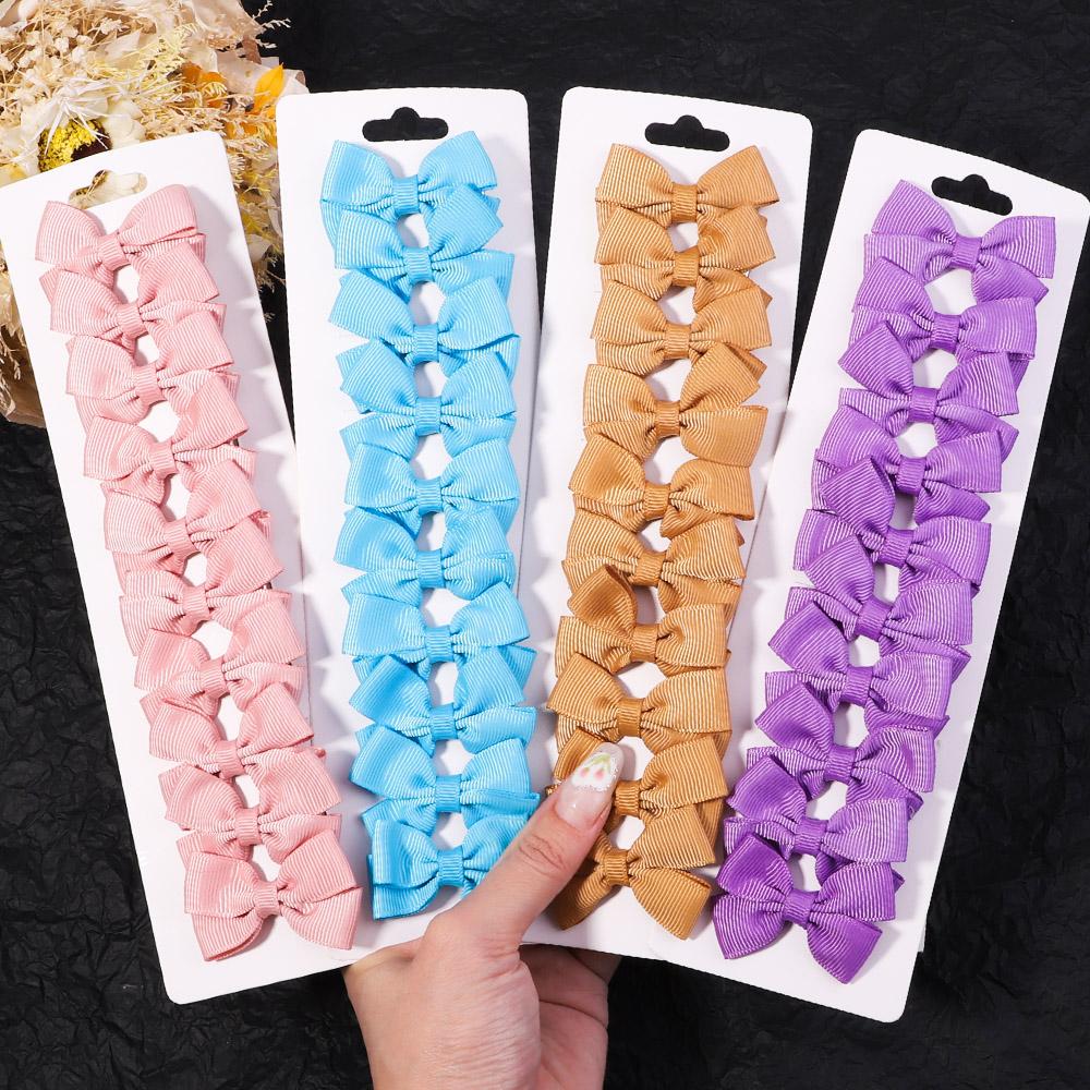 10Pcs/lot 1.9'' Mini Solid Bows Hair Clips For Cute Girls Boutique Bowknot Hairpin Barrettes Headwear Hair Accessories