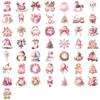 50 Cartoon Pink Christmas Doodle Stickers Decorate Guitar Notebook Suitcase DIY Waterproof