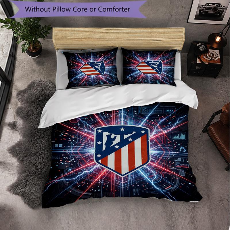 Set Lenzuola Atletico Madrid Modello 3 Pezzi Morbida Copripiumino in Microfibra con Federe per Camera da Letto