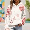 Women Plus Size Abstract Geometric Printed Long Sleeve Drawstring Hoodie Kangaroo Pocket Pullover
