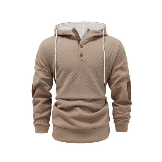 

Men Jacquard Hoodie Long Sweatshirt Loose Fit Hooded Sleeve Pullover Casual Sweatshirt for Sportswear S хаки