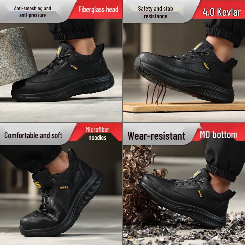 Men's Anti-Smash, Anti-Puncture Insulated Electrician Safety Shoes - Anti-Slip, Wear-Resistant, Comfortable Work Footwear