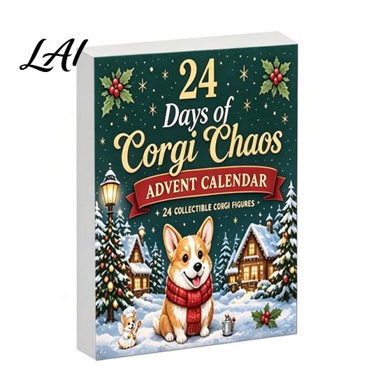 Interactive Unboxing Games 2026 Corgi Christmas Advent Calendar 24 Days Acrylic Dog Ornaments Countdown 2D Holiday Ritual Pendants for Xmas