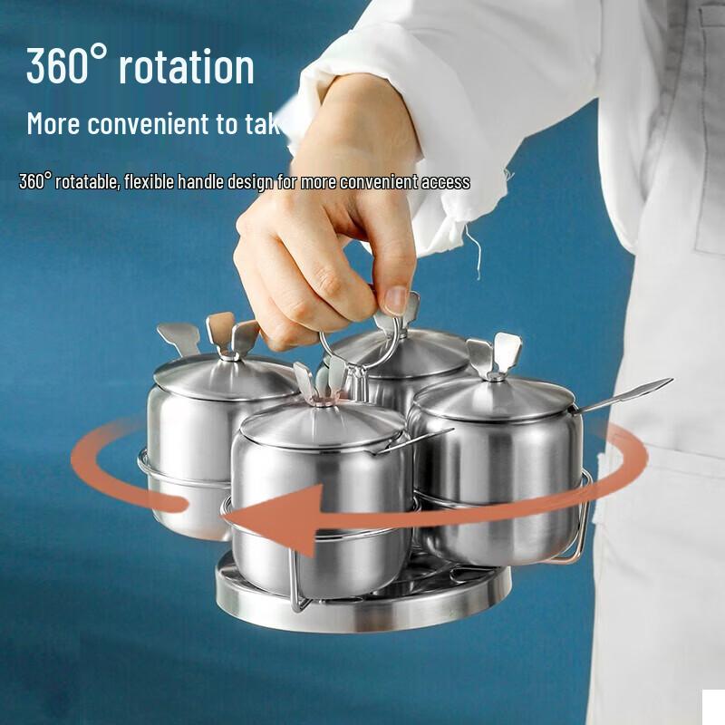 Chuisanhai 304 Stainless Steel Rotating Spice Jar Set (3-Piece)