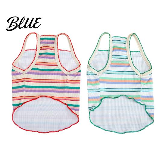 Lightweight Dog Clothes Colorful Striped Pet T-Shirt Sleeveless Thin Straps Breathable Skin-Friendly Tank