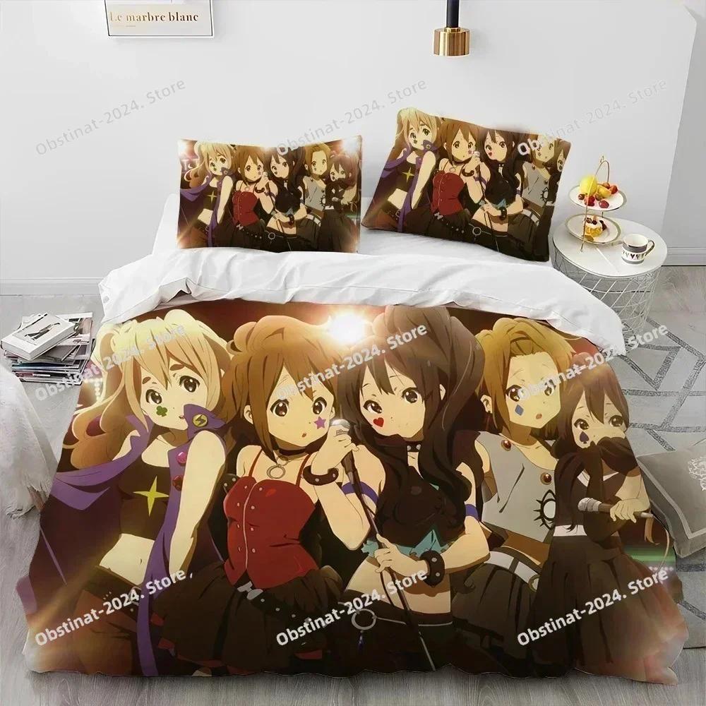 3D Anime K-ON Cute Kawaii Girl Bedding Set Printed Single Comforter Quilt Duvet Cover Pillow Case 3 Pieces Sets Kids Adult Size