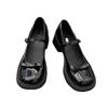 Thick Heel Mary Jane Small Leather Shoes New Spring Round Head Bow Shallow Mouth Japanese Jk High Heel Single Shoes