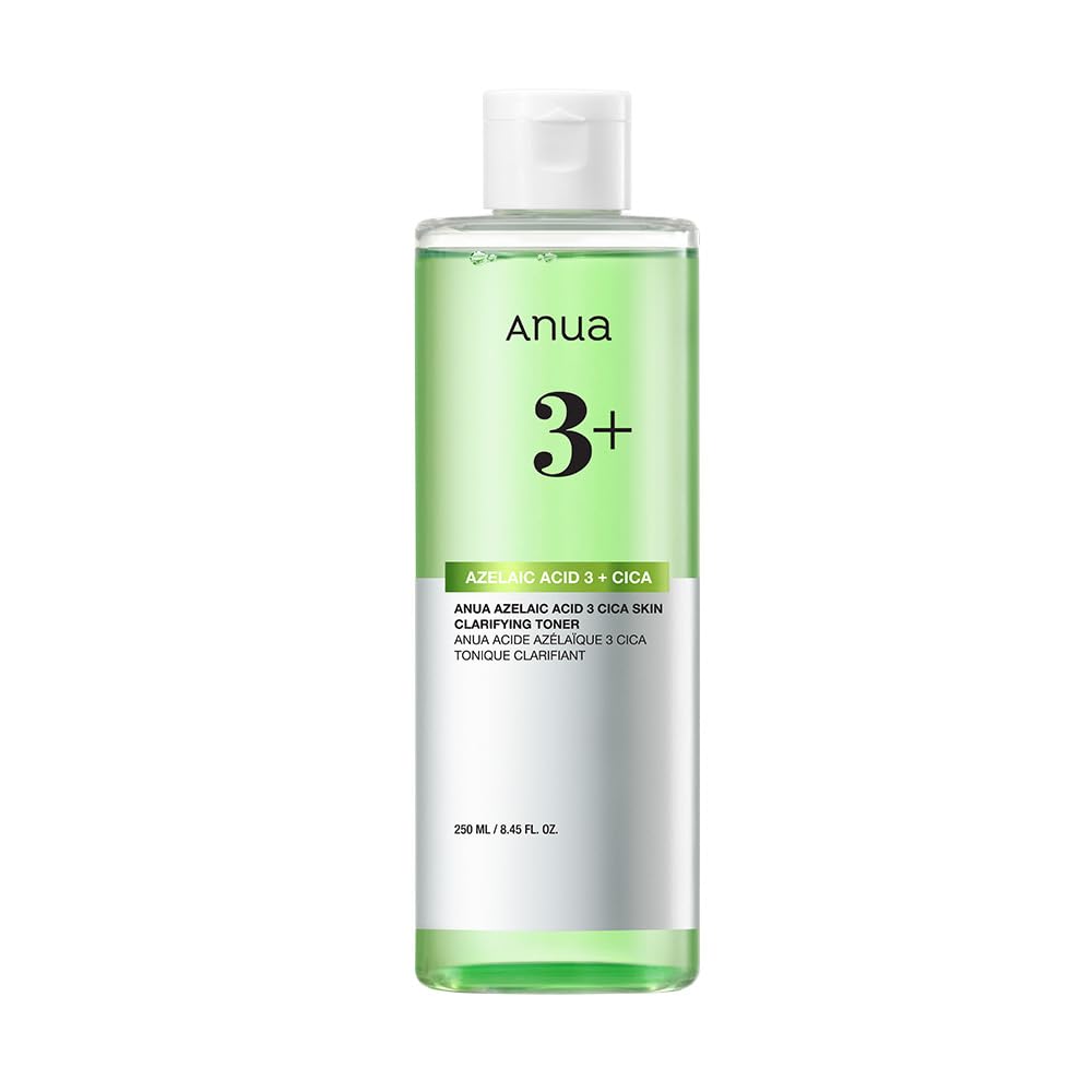 

ANUA Azelaic Acid 3 CICA Skin Clear Toner a toner that balances oil and reduces and clears For and oily 250ml, moisture, sebum, exfoliates, pores.