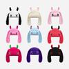 Handmade Crochet Cap with Devil Horn Long Ears Stretchy Pullover Hat Winter Warmth Hat Halloween Cosplay Head Accessory